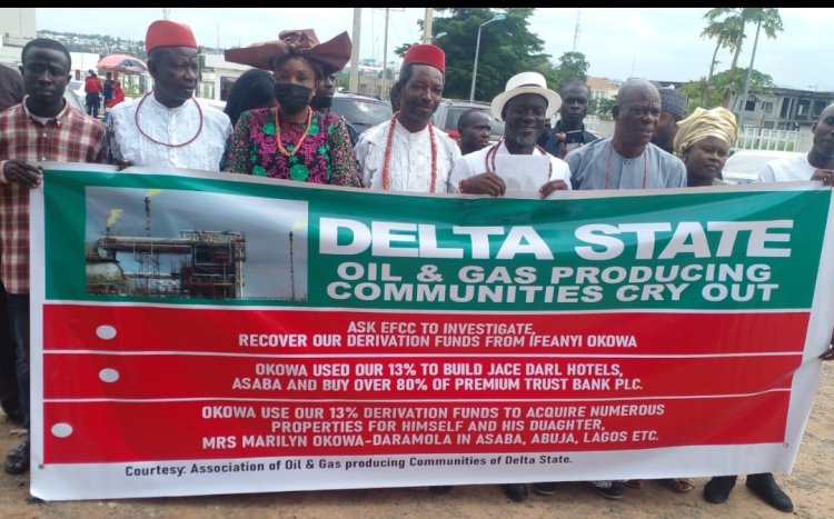 BREAKING NEWS: Deltans Storm EFCC Abuja, Says No Escape for Okowa 