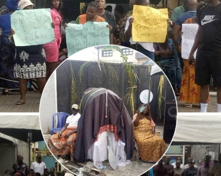 Angry Itsekiri Protesters Blocks DESOPADEC, Chanting Ayiri Ole, Ejele Ole