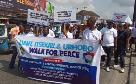 CEPEJ Leads Ijaw, Itsekiri, Urhobo Peace Walk in Warri, Mulade Calls for Delta’s Industrialisation