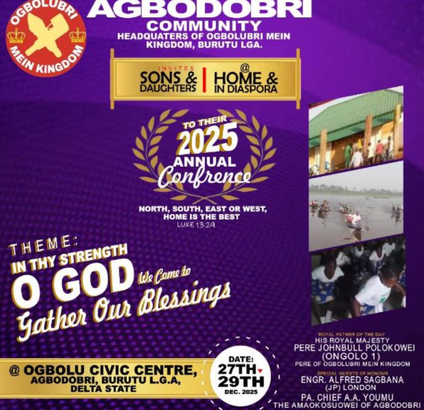Agbodobiri Community to Hold 2025 Annual Conference December 27–29 in Delta