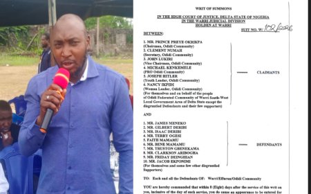 Disclaimer: Odidi Community Disowns Alleged Oil Spill Publication, Reaffirms Preye Okrikpa-Led Executive as Sole Legal Authority