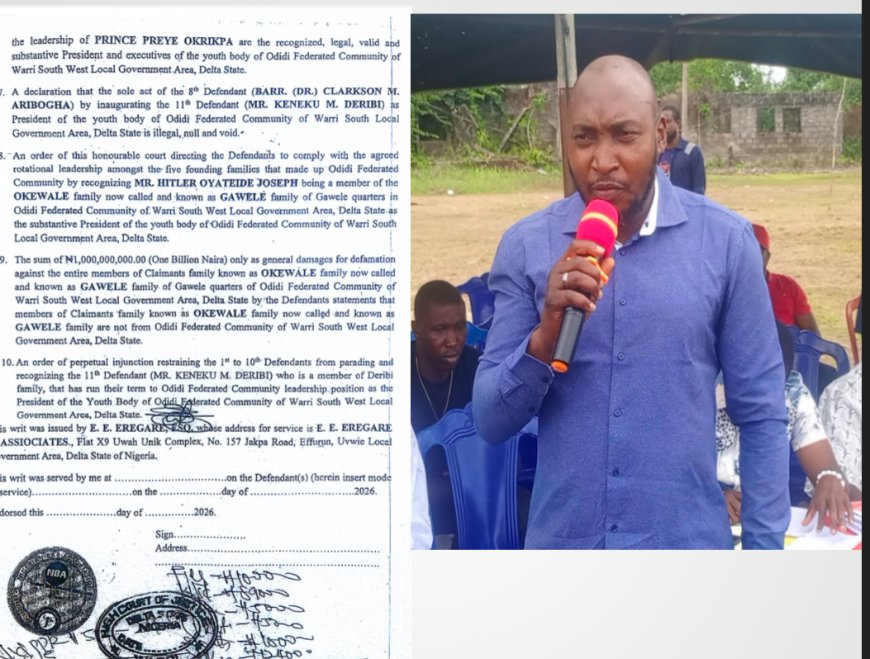 Disclaimer: Odidi Community Disowns Alleged Oil Spill Publication, Reaffirms Preye Okrikpa-Led Executive as Sole Legal Authority