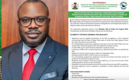 PAP Opens 2026/2027 Scholarship Applications for Niger Delta Students