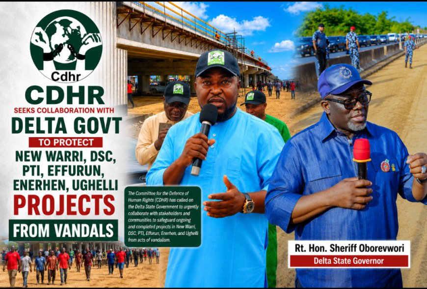CDHR Seeks Collaboration With Delta Govt To Protect New Warri, Dsc, Pti, Effurun, Enerhen, Ughelli Projects From Vandals