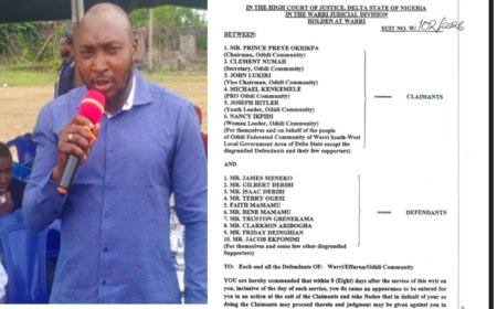 Odidi Stakeholders Affirm Preye Okrikpa as Chairman, Commend IYC Action Over OML 42 Oil Spill